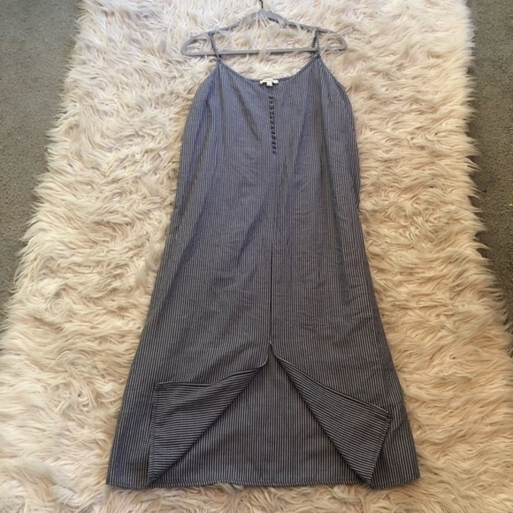 Gilli tank midi dress with slit up the front sz dark gray w white stripe…